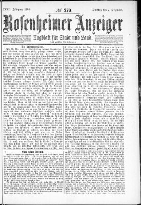 Rosenheimer Anzeiger Dienstag 7. Dezember 1886