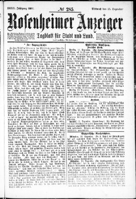 Rosenheimer Anzeiger Mittwoch 15. Dezember 1886