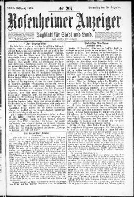 Rosenheimer Anzeiger Donnerstag 30. Dezember 1886