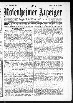 Rosenheimer Anzeiger Dienstag 4. Januar 1887