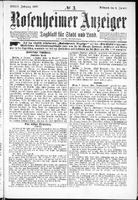 Rosenheimer Anzeiger Mittwoch 5. Januar 1887