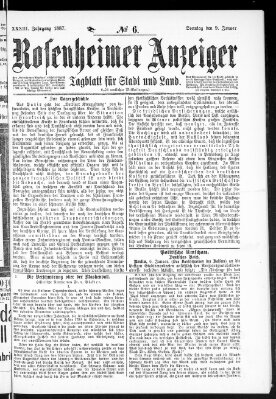 Rosenheimer Anzeiger Sonntag 9. Januar 1887