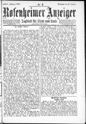 Rosenheimer Anzeiger Mittwoch 12. Januar 1887