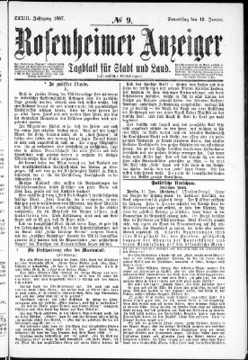 Rosenheimer Anzeiger Donnerstag 13. Januar 1887