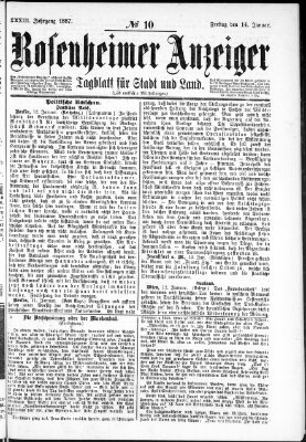 Rosenheimer Anzeiger Freitag 14. Januar 1887