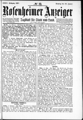 Rosenheimer Anzeiger Sonntag 16. Januar 1887