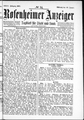 Rosenheimer Anzeiger Mittwoch 19. Januar 1887