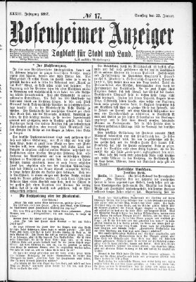 Rosenheimer Anzeiger Samstag 22. Januar 1887