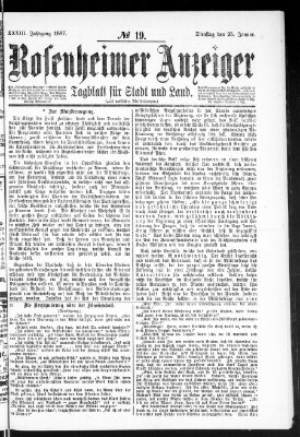 Rosenheimer Anzeiger Dienstag 25. Januar 1887