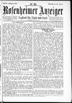 Rosenheimer Anzeiger Mittwoch 26. Januar 1887