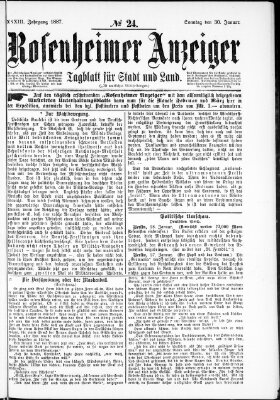 Rosenheimer Anzeiger Sonntag 30. Januar 1887