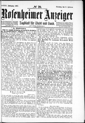 Rosenheimer Anzeiger Sonntag 6. Februar 1887