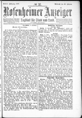 Rosenheimer Anzeiger Mittwoch 16. Februar 1887