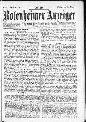 Rosenheimer Anzeiger Samstag 19. Februar 1887