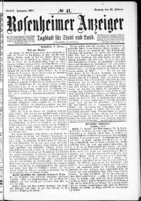 Rosenheimer Anzeiger Sonntag 20. Februar 1887