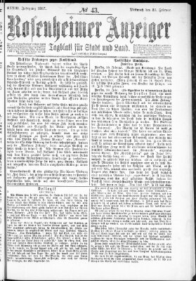 Rosenheimer Anzeiger Mittwoch 23. Februar 1887