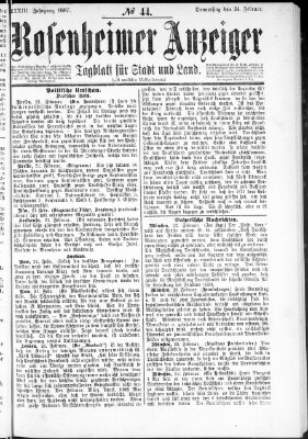 Rosenheimer Anzeiger Donnerstag 24. Februar 1887