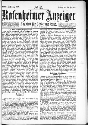 Rosenheimer Anzeiger Freitag 25. Februar 1887