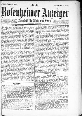 Rosenheimer Anzeiger Samstag 5. März 1887