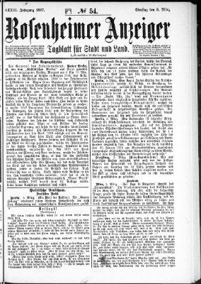 Rosenheimer Anzeiger Dienstag 8. März 1887