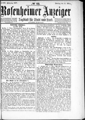 Rosenheimer Anzeiger Dienstag 15. März 1887