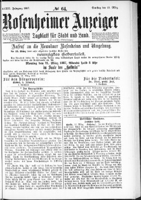 Rosenheimer Anzeiger Samstag 19. März 1887