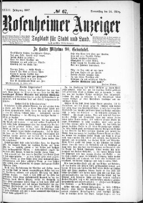 Rosenheimer Anzeiger Donnerstag 24. März 1887