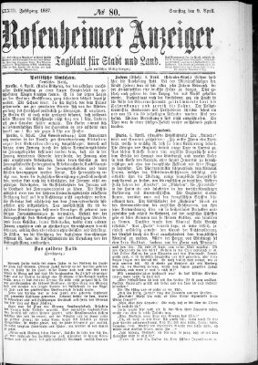 Rosenheimer Anzeiger Samstag 9. April 1887