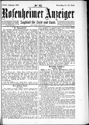 Rosenheimer Anzeiger Donnerstag 14. April 1887