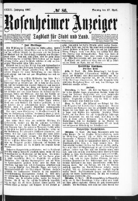 Rosenheimer Anzeiger Sonntag 17. April 1887