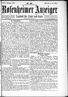 Rosenheimer Anzeiger Mittwoch 20. April 1887