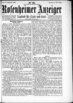 Rosenheimer Anzeiger Freitag 22. April 1887