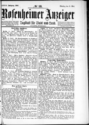 Rosenheimer Anzeiger Dienstag 3. Mai 1887