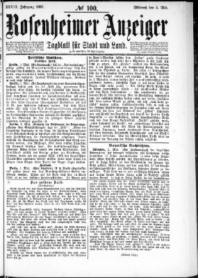 Rosenheimer Anzeiger Mittwoch 4. Mai 1887