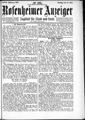 Rosenheimer Anzeiger Dienstag 10. Mai 1887