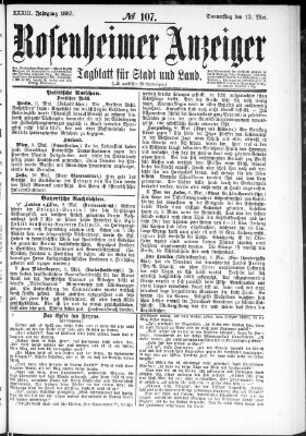 Rosenheimer Anzeiger Donnerstag 12. Mai 1887