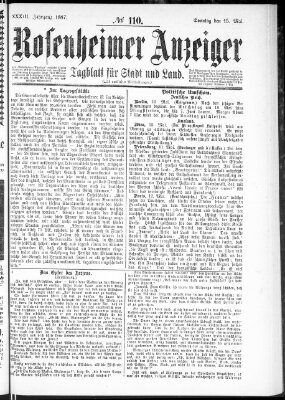 Rosenheimer Anzeiger Sonntag 15. Mai 1887