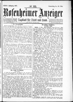 Rosenheimer Anzeiger Donnerstag 19. Mai 1887