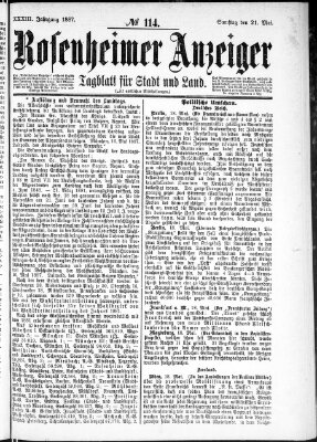 Rosenheimer Anzeiger Samstag 21. Mai 1887