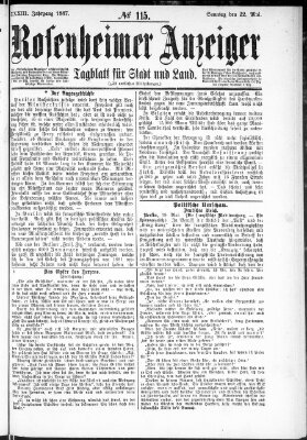 Rosenheimer Anzeiger Sonntag 22. Mai 1887