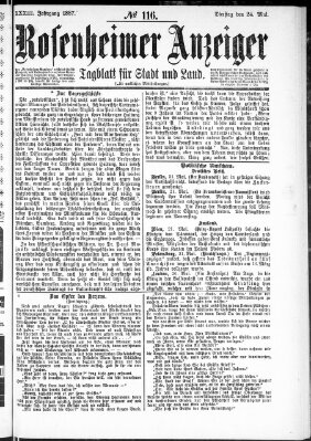 Rosenheimer Anzeiger Dienstag 24. Mai 1887