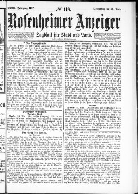 Rosenheimer Anzeiger Donnerstag 26. Mai 1887