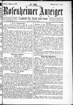 Rosenheimer Anzeiger Mittwoch 1. Juni 1887