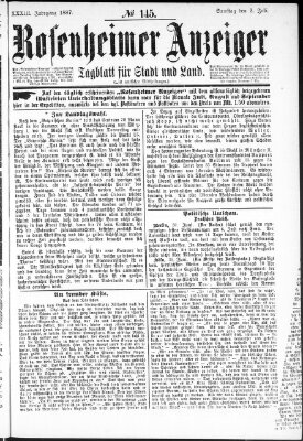 Rosenheimer Anzeiger Samstag 2. Juli 1887