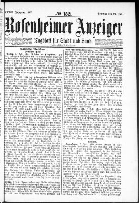 Rosenheimer Anzeiger Sonntag 10. Juli 1887