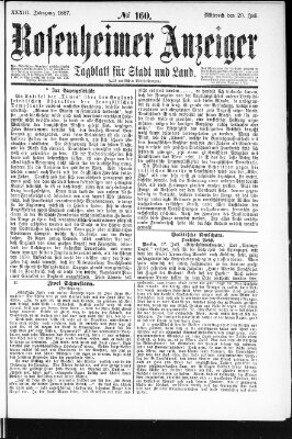 Rosenheimer Anzeiger Mittwoch 20. Juli 1887