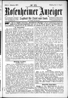 Rosenheimer Anzeiger Dienstag 2. August 1887