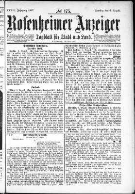 Rosenheimer Anzeiger Samstag 6. August 1887