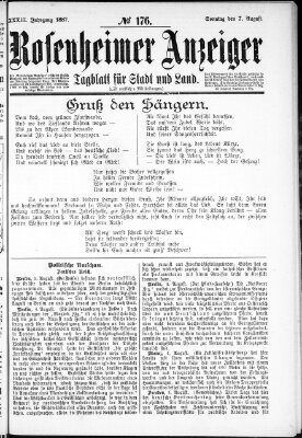 Rosenheimer Anzeiger Sonntag 7. August 1887