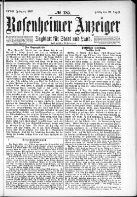 Rosenheimer Anzeiger Freitag 19. August 1887